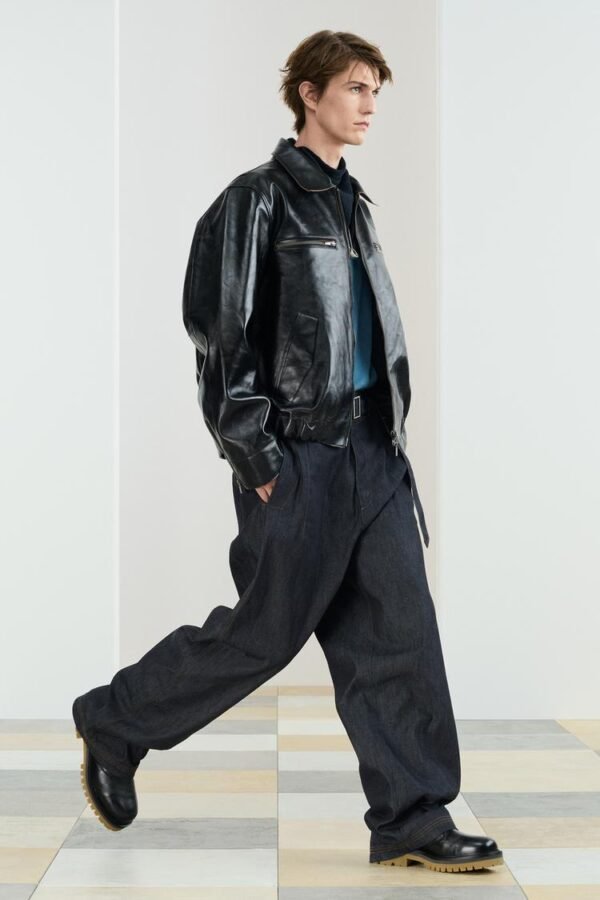 کاپشن چرم مشکی